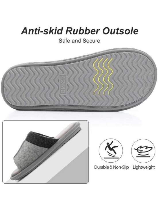 Mens Light Grey Flat Cozy Memory Foam Anti Skid Soft Slip On House Slipper Shoes main image 4